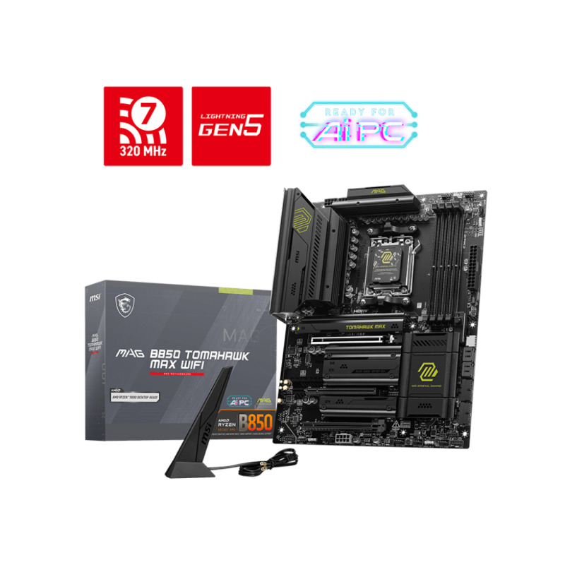 MOTHERBOARD MSI (MAG B850 TOMAHAWK MAX WIFI) SOCKET AM5, 4*DDR5 8400 MHZ, HDMI, 4*M.2, ATX
